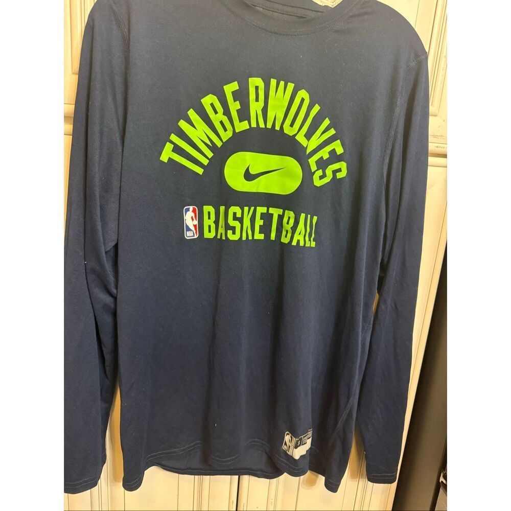 Nike Men NBA Authentic Team Issue Minnesota Timberwolves T-Shirt Navy Blue Small